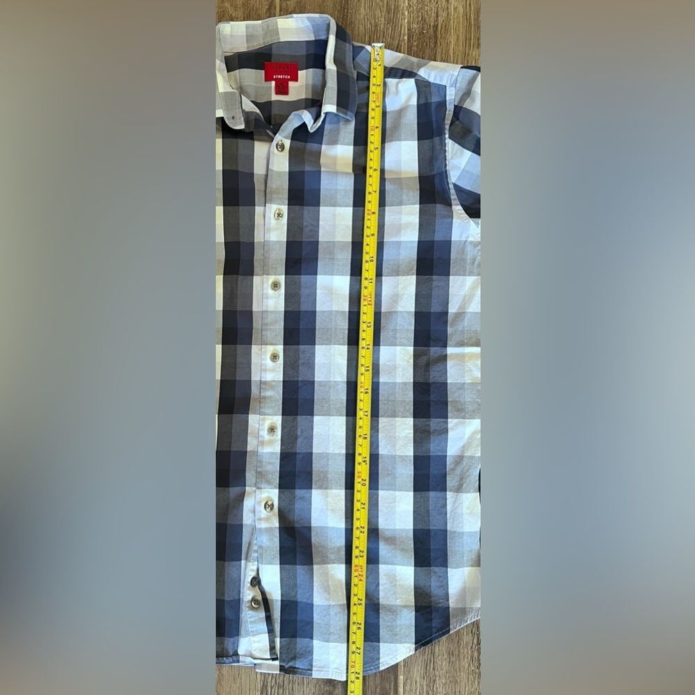 Alfani Slim Fit Button Down Shirt Lot Of 2 Blue & Checkered Men's M 34/35 15.5' - Picture 8 of 13